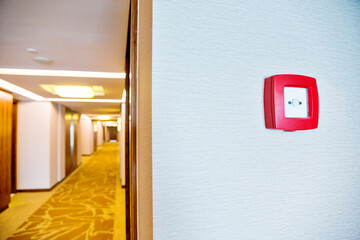 Fire alarm system on the wall of hotel