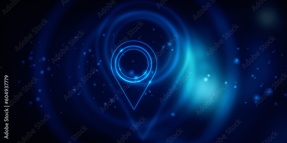 Poster 2d rendering red map pointer illustration
