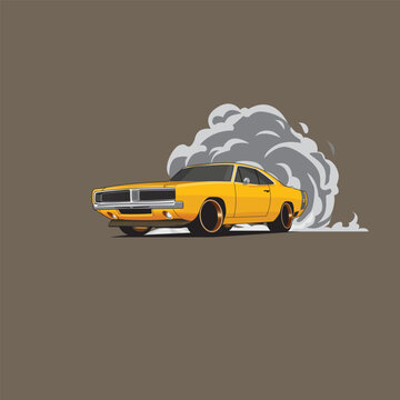 Vintage Muscle Car Vector Illustration