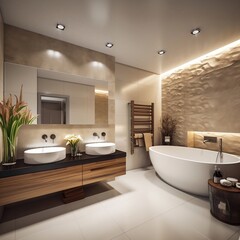 Naklejka na ściany i meble Modern Bathroom Interior Details. Generative AI