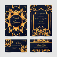 India Wedding Invitation Template With Luxury Golden Mandala