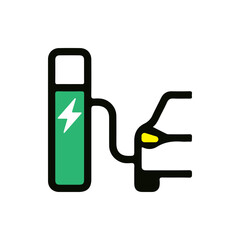 EV charging station. Electric car and electrical charging station icon vector. Car Charging Icon. Battery icon vector illustration.