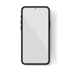 Black 3D Realistic Phone Mockup Frame With Front View Blank Screen