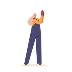 Skilled Woman Potter Character Proudly Holds A Beautifully Crafted Clay Pot, Showcasing Her Expertise In Pottery