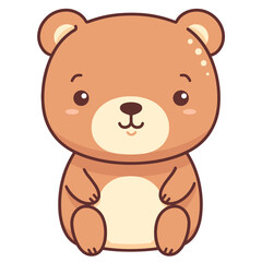 Illustration of a cute brown teddy bear sitting and smiling, a charming image crafted by Generative AI