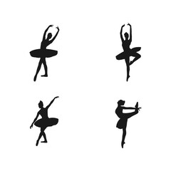 Silhouette of a dancing ballerina dance poses.Set of silhouettes of ballerinas in dances, movements, positions. set of silhouettes dancing in various poses and positions.isolated on white background. © ultra designer