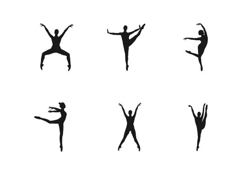 Set Dance girl silhouettes.ballet dance poses.Set of silhouettes of ballerinas in dances, movements, positions. set of silhouettes dancing in various poses and positions.isolated on white background.