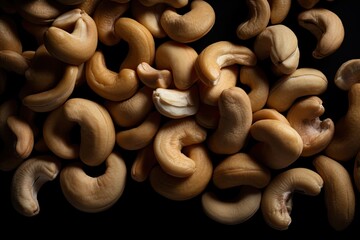 Nuts at the dark background. Generative AI.