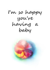 I am pregnant Illustration with embryo hand draw of watercolor. For card, poster, stikers and professional design.