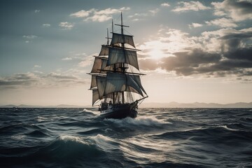 A vessel sails the ocean .Generative AI
