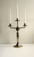 Large silver candelabra in art nouveau style. 