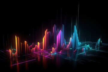 Abstract rainbow color wave line background. Generative AI.