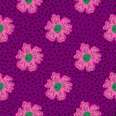 Chamomile flower seamless pattern, elegantly in a simple style. Abstract floral endless background.