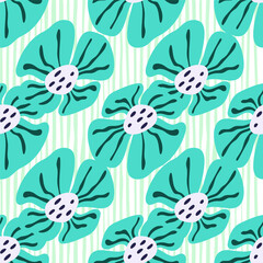 Contemporary big bud flower seamless pattern. Cute stylized flowers background.