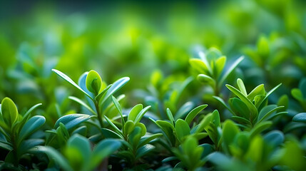 Fototapeta na wymiar Close-up small green tree plants nature background generative ai