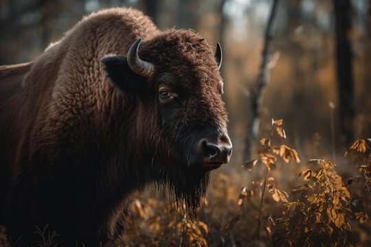 Gorgeous free-range bison.Generative AI