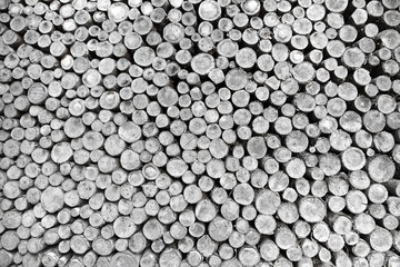 Aufgestapeltes Brennolz als Rundholz Monochrom © by-studio