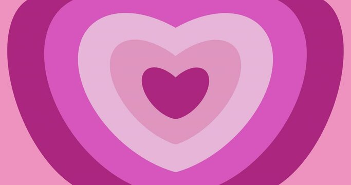 Hand Drawn Animated Retro Background With Gradient Heart in Green, Pink, Orange, Blue colours. 1970 style Looped vintage Vibrant Hearts. Psychedelic Abstract trendy Pattern. High quality 4k footage