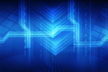 2d illustration Abstract futuristic electronic circuit technology background