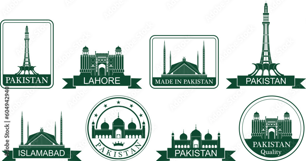 Wall mural pakistan set. isolated pakistan on white background