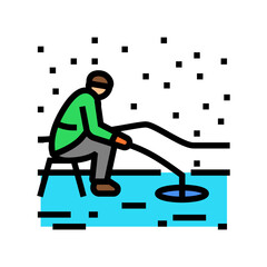 ice fishing winter season color icon vector. ice fishing winter season sign. isolated symbol illustration