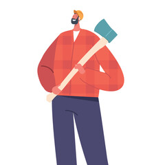 Strong Lumberjack With A Sturdy Axe, Ready To Tackle Trees. Hardworking, Skilled, And Fearless, Character Use Strength
