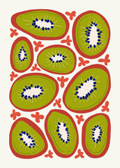 Fruits abstract elements. Food and healsy composition. Modern trendy Matisse minimal style. Fruits poster, invite. Vector arrangements for greeting card or invitation design