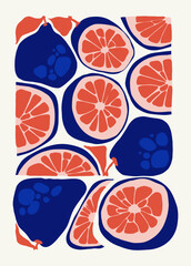 Fruits abstract elements. Food and healsy composition. Modern trendy Matisse minimal style. Fruits poster, invite. Vector arrangements for greeting card or invitation design
