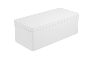 blank box rectangular open with cover lid and clean on a white background, perfect for presenting 3D rendering box model advertisements.