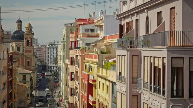 The perspective of Valencia Street, view from above.
