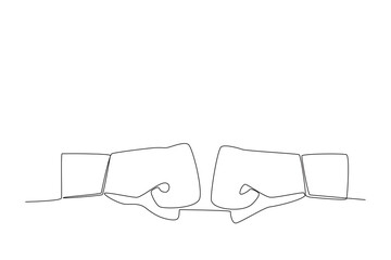 Two hands high-five each other. Friendship Day one-line drawing