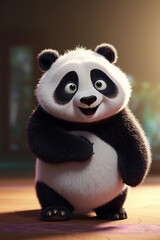 Cute animated baby panda 3D render
