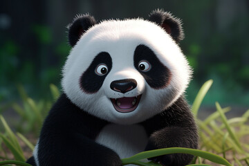 Obraz premium Cute animated baby panda 3D render