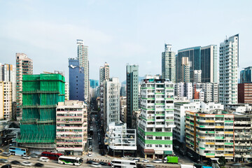 Fototapeta premium Crowded apartment buildings in Hong Kong