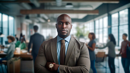 Fototapeta premium Generative Ai. a man wearing a suit and tie in an office setting 
