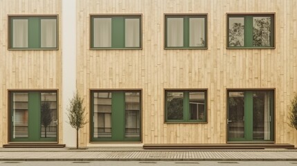 Fototapeta premium Eco-space modern architecture house, built with an eco-friendly wood structure concept, surrounded by nature. Created by AI.