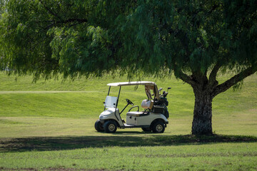 Golf car on the golf course