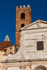Medieval architecture in Lucca. Saints John and Reparata ancient church with bell tower and dome