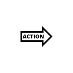 Action arrow icon isolated on white background