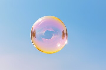 Glistening Dreams: Soap Bubble Soaring through the Sky (Generative Ai)