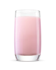 Selbstklebende Fototapeten Glass of strawberry milkshake isolated. Dairy product. Transparent PNG image. © Kuzmick