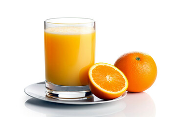 Glass of fresh orange juice isolated on a white background.