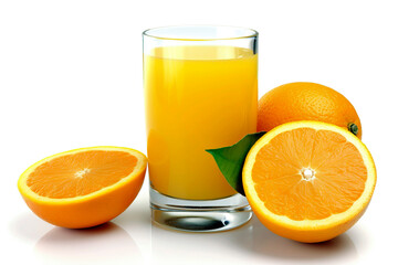 Glass of fresh orange juice isolated on a white background.