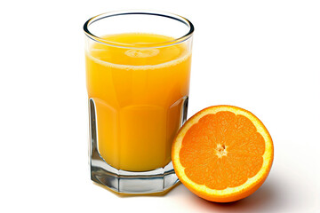 Glass of fresh orange juice isolated on a white background.
