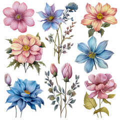 Beautiful Pastel Flower Clipart with Transparent Background AI Generated
