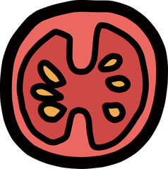 Obraz premium ミニトマトの断面の手描きイラスト