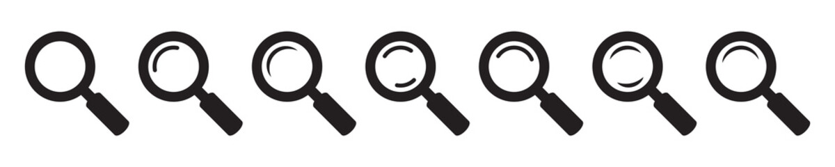 Magnifying glass icon, magnifier or loupe sign.