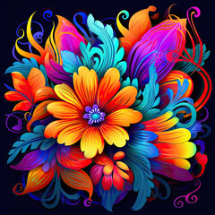 Clip Art Flowers - Bright Colors AI generated
