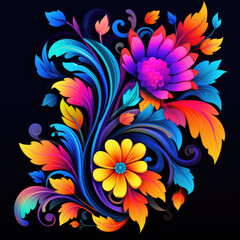 Fototapeta na wymiar Clip Art Flowers - Bright Colors AI generated 