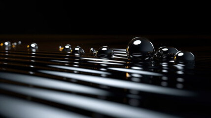 Abstract black background, with beautiful lighting spots and reflections.
